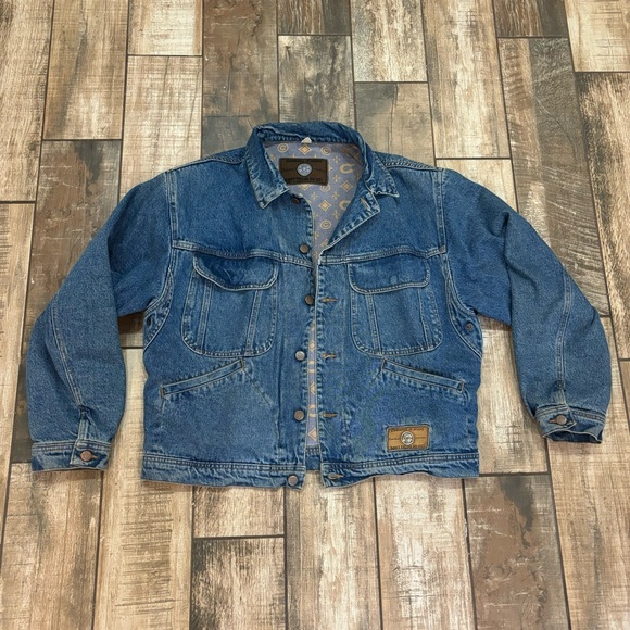 Vintage vtg 90s Jean jacket denim lined men’s size large made in Italy - Picture 2 of 7